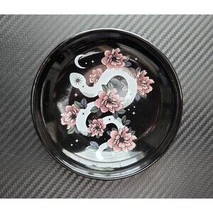 New, Trinket Dish, Celestial Snake & Flower, 4.2" Ceramic, Dish, Incense